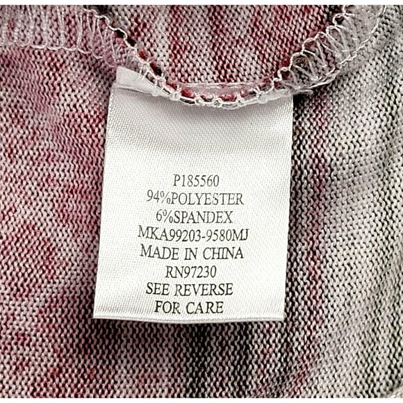 Womans Red Striped Blouse Absolutely Famous Cranberry Tan White size L  JH1538 - Picture 5 of 5